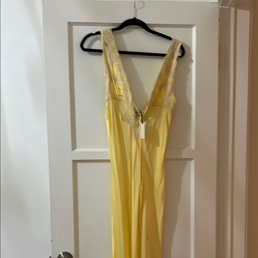 Yellow Lace-Trimmed Sleeveless Dress
